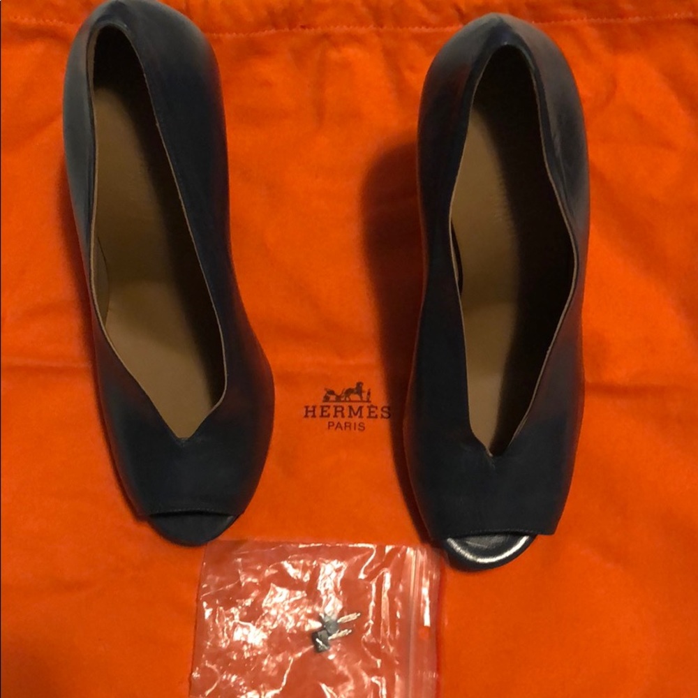 AUTHENTIC HERMES WOMEN SHOES HEELS BLUE